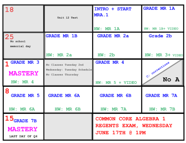 Regents Review Schedule 